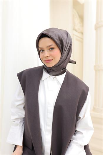 Silk Home Desenli Shiny Eşarp - 8647 - Koyu Kahve