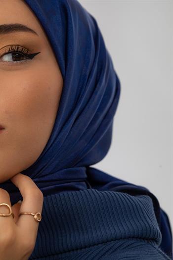 Silk Home Desenli Shiny Eşarp - 8647 - Lacivert