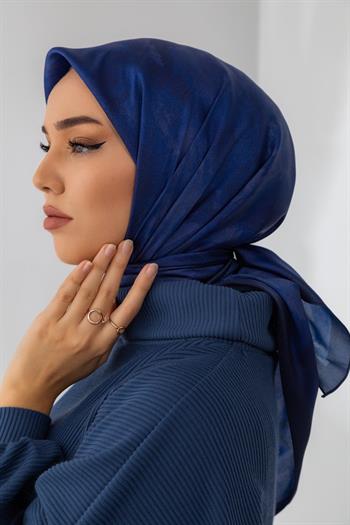 Silk Home Desenli Shiny Eşarp - 8647 - Lacivert