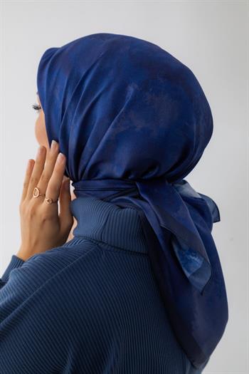 Silk Home Desenli Shiny Eşarp - 8647 - Lacivert