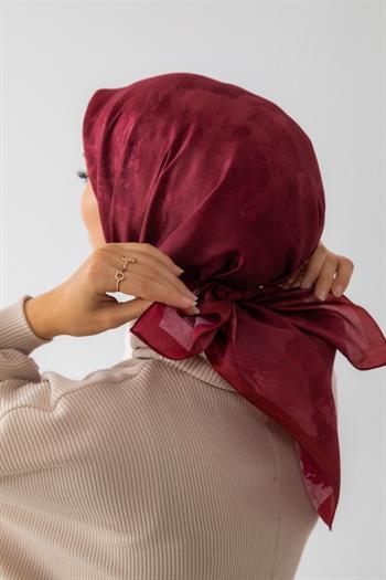 Silk Home Desenli Shiny Eşarp - 8647 - Kızılcık