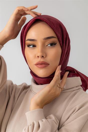 Silk Home Desenli Shiny Eşarp - 8647 - Kızılcık