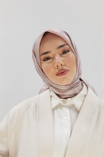Silk Home Desenli Shiny Eşarp - 8647 - Pudra