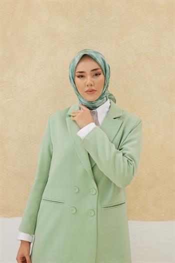 Silk Home Desenli Shiny Eşarp - 8647 - Su Yeşili