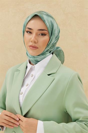 Silk Home Desenli Shiny Eşarp - 8647 - Su Yeşili
