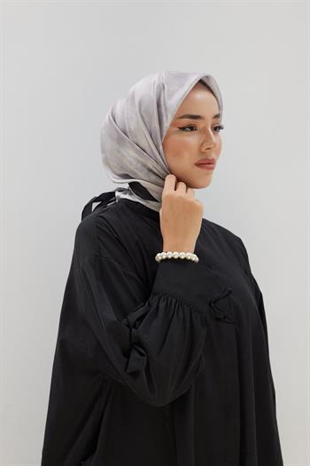 Silk Home Desenli Shiny Eşarp - 8647 - Taş Siyah