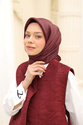 Silk Home Desenli Shiny Eşarp - 8647 - Yeni Bordo