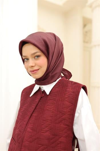 Silk Home Desenli Shiny Eşarp - 8647 - Yeni Bordo