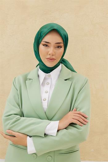 Silk Home Desenli Shiny Eşarp - 8647 - Zümrüt