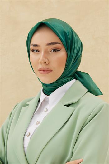 Silk Home Desenli Shiny Eşarp - 8647 - Zümrüt