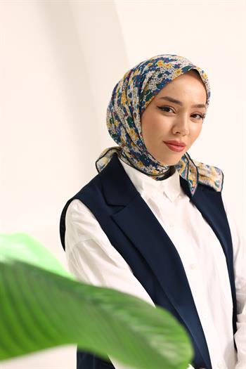 Silk Home Soft Eşarp - 1070 - Sarı Mavi