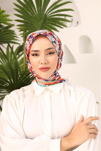 Silk Home Soft Eşarp - 1070 - Turuncu Yeşil