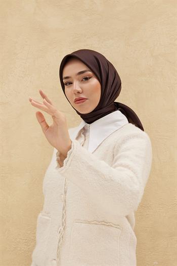 Silk Home Düz Shiny Eşarp - Acı Kahve