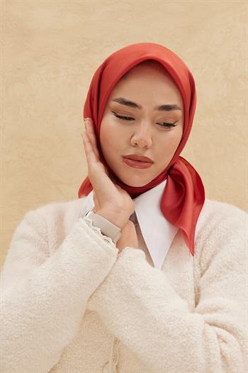 Silk Home Düz Shiny Eşarp - Açık Vişne