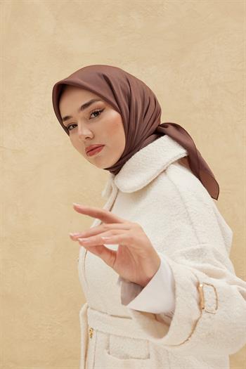 Silk Home Düz Shiny Eşarp - Kahve