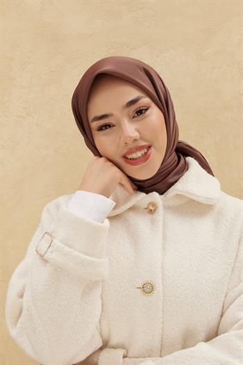 Silk Home Düz Shiny Eşarp - Kahve