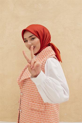 Silk Home Düz Shiny Eşarp - Kiremit