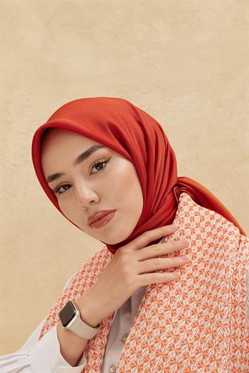 Silk Home Düz Shiny Eşarp - Kiremit