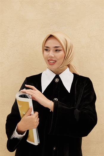 Silk Home Düz Shiny Eşarp - Koyu Bej