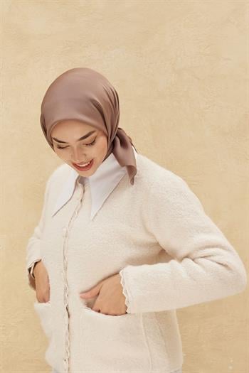Silk Home Düz Shiny Eşarp - Koyu Vizon