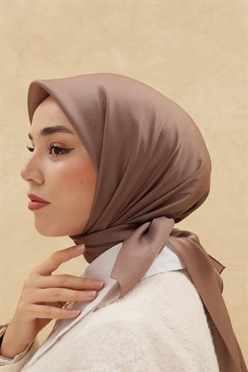 Silk Home Düz Shiny Eşarp - Koyu Vizon