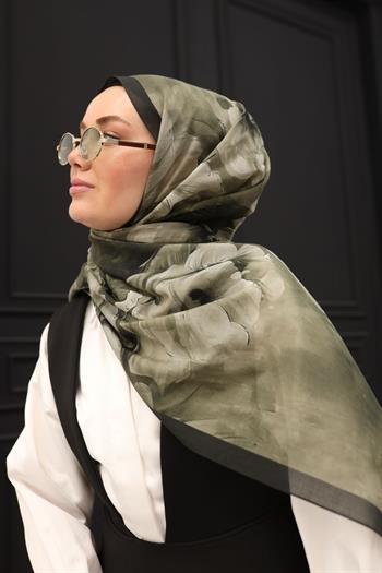 Silk Home Nariya Şal - 90006 - Haki Siyah