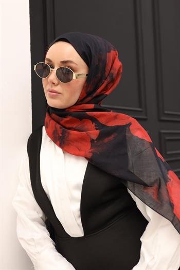 Silk Home Nariya Şal - 90006 - Siyah Kırmızı