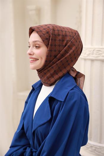 Silk Home Olinda Eşarp - 48004 - Kahverengi Lacivert