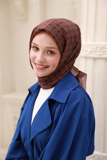 Silk Home Olinda Eşarp - 48004 - Kahverengi Lacivert