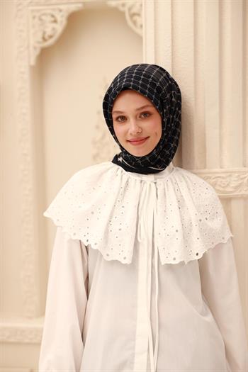 Silk Home Olinda Eşarp - 48004 - Koyu Lacivert Ekru