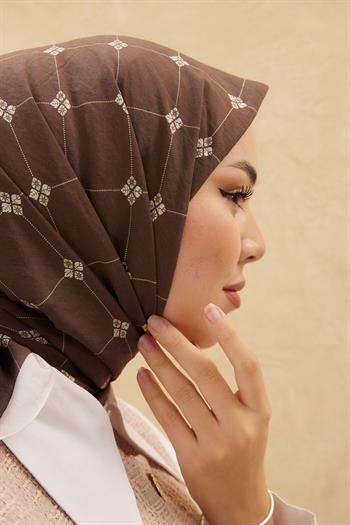 Silk Home Olinda Eşarp - Acı Kahve Beyaz