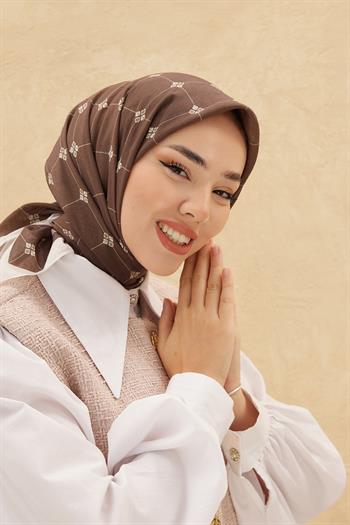 Silk Home Olinda Eşarp - Acı Kahve Beyaz