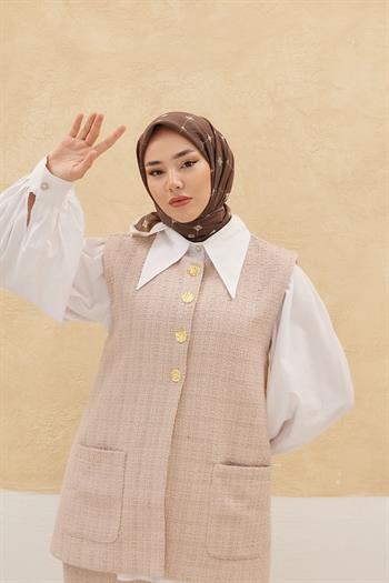 Silk Home Olinda Eşarp - Acı Kahve Beyaz