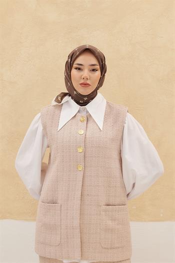 Silk Home Olinda Eşarp - Acı Kahve Beyaz