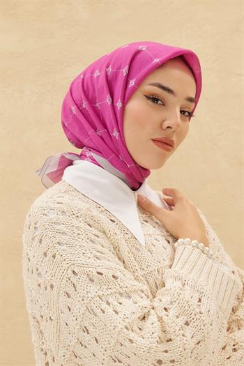 Silk Home Olinda Eşarp - Fuşya Gri