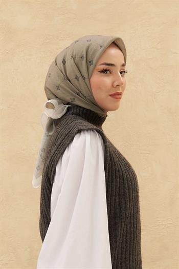 Silk Home Olinda Eşarp - Haki Beyaz