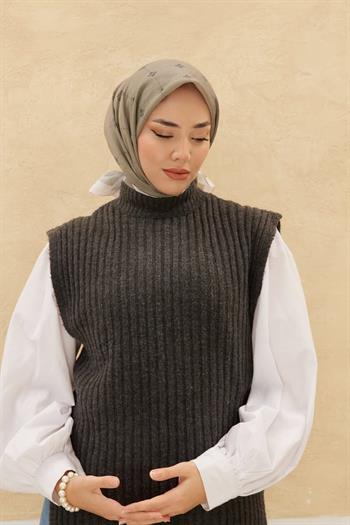 Silk Home Olinda Eşarp - Haki Beyaz