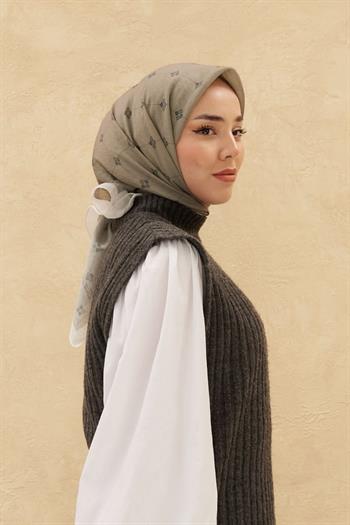 Silk Home Olinda Eşarp - Haki Beyaz