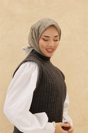 Silk Home Olinda Eşarp - Haki Beyaz