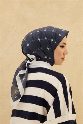 Silk Home Olinda Eşarp - Lacivert Beyaz