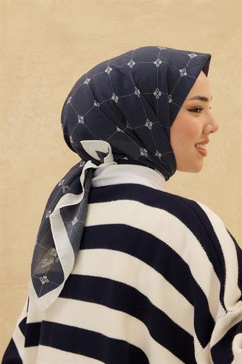 Silk Home Olinda Eşarp - Lacivert Beyaz