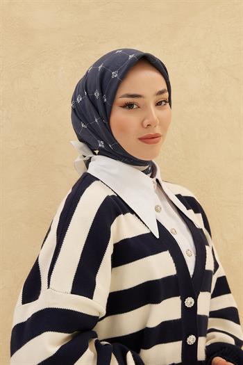 Silk Home Olinda Eşarp - Lacivert Beyaz