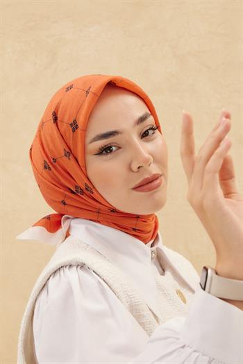 Silk Home Olinda Eşarp - Turuncu Beyaz