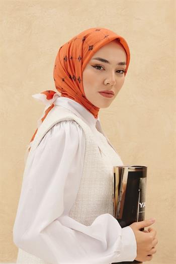 Silk Home Olinda Eşarp - Turuncu Beyaz