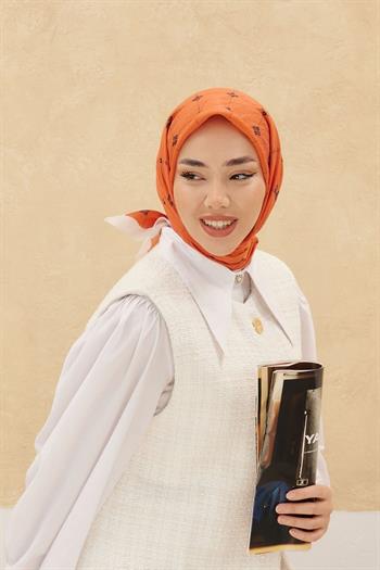 Silk Home Olinda Eşarp - Turuncu Beyaz