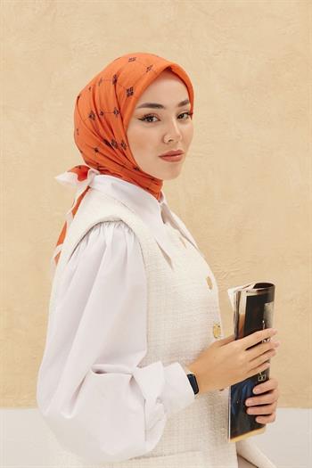 Silk Home Olinda Eşarp - Turuncu Beyaz