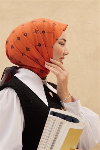 Silk Home Olinda Eşarp - Turuncu Siyah