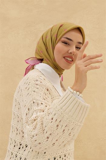 Silk Home Olinda Eşarp - Yağ Yeşili Fuşya