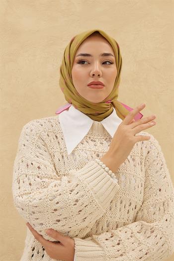 Silk Home Olinda Eşarp - Yağ Yeşili Fuşya