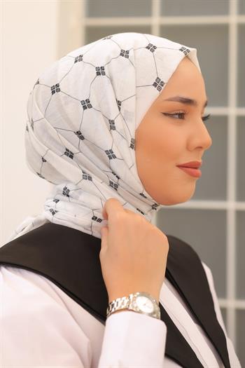 Silk Home Olinda Şal - 49003 - Beyaz Siyah